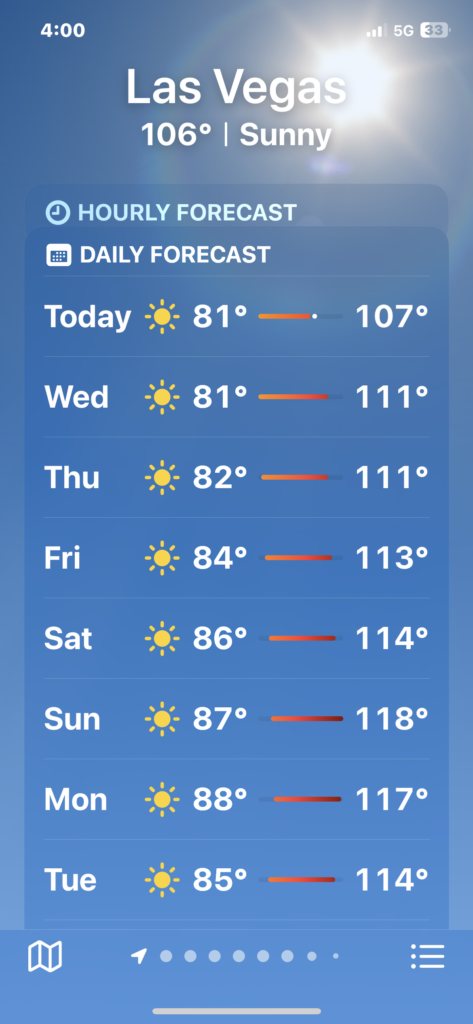 weather in vegas